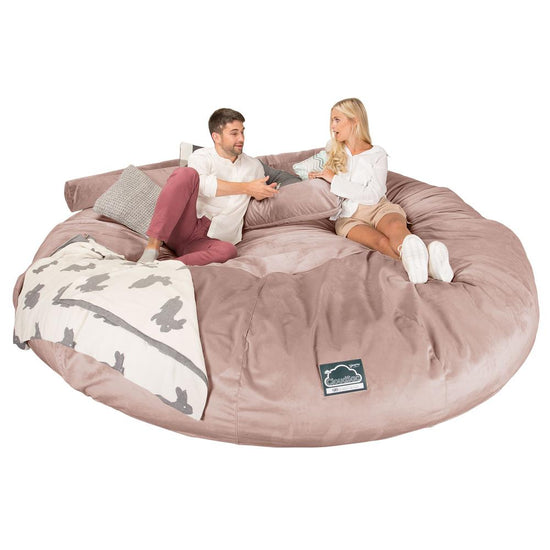 Lounge Pug, CloudSac 5000 XXXXXL, Sofá Puf Viscoelástico Titánico, Terciopelo Rosa
