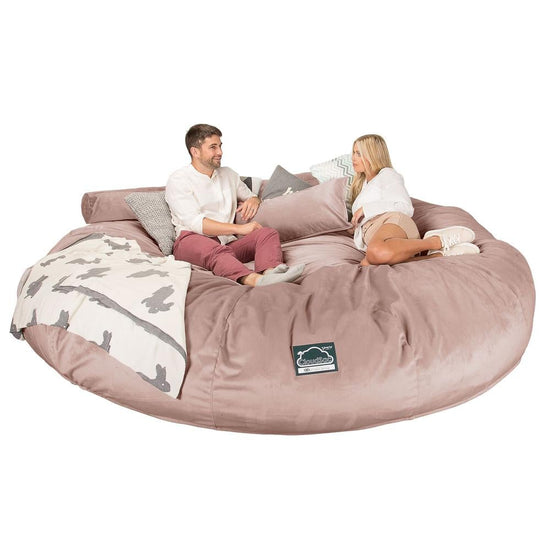 Lounge Pug, CloudSac 5000 XXXXXL, Sofá Puf Viscoelástico Titánico, Terciopelo Rosa