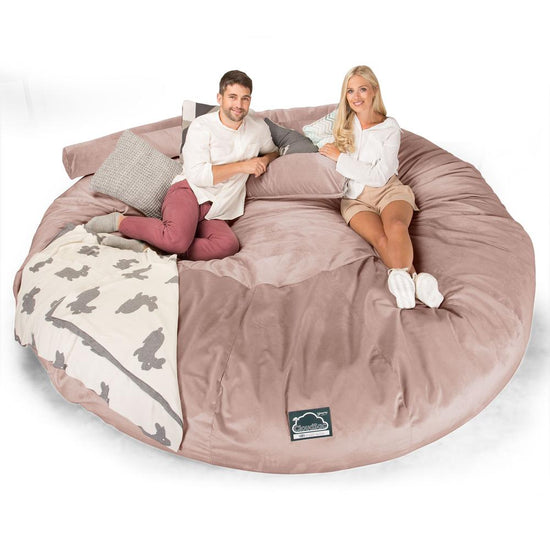 Lounge Pug, CloudSac 5000 XXXXXL, Sofá Puf Viscoelástico Titánico, Terciopelo Rosa