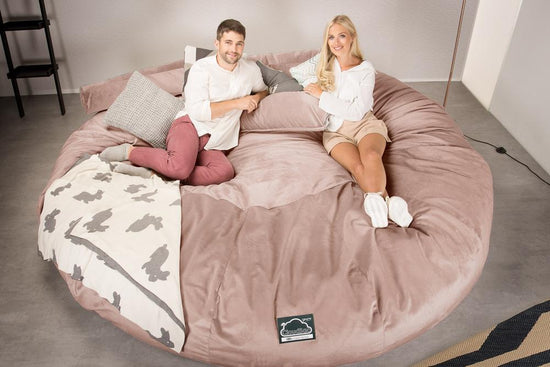 Lounge Pug, CloudSac 5000 XXXXXL, Sofá Puf Viscoelástico Titánico, Terciopelo Rosa