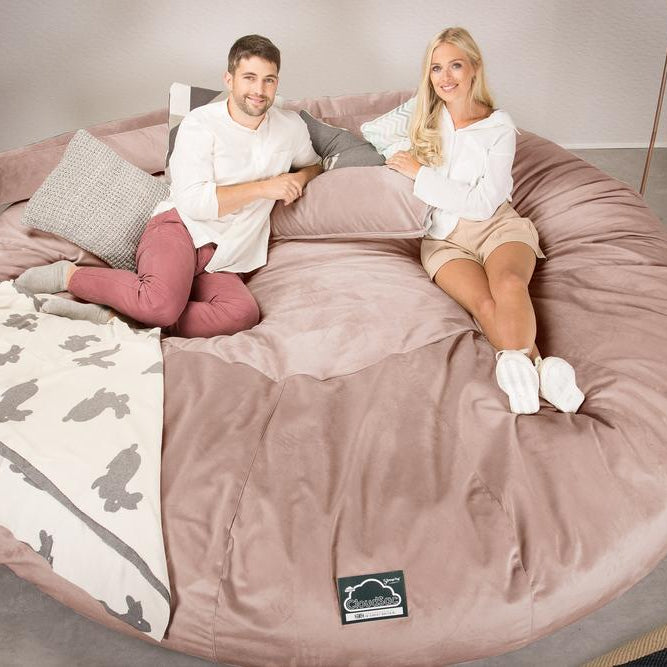Lounge Pug, CloudSac 5000 XXXXXL, Sofá Puf Viscoelástico Titánico, Terciopelo Rosa