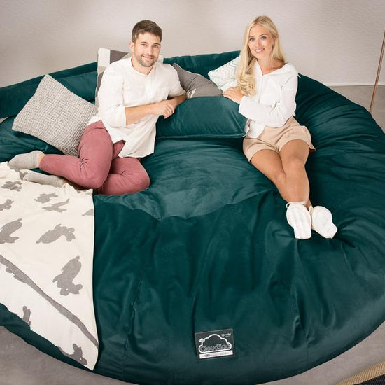 Lounge Pug, CloudSac 5000 XXXXXL, Sofá Puf Viscoelástico Titánico, Terciopelo Turquesa