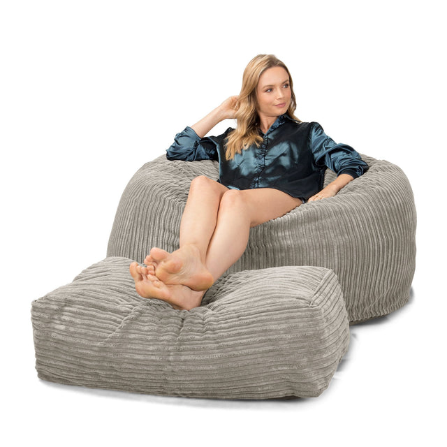 Lounge Pug, CloudSac 510 XL, Puf Viscoelástico Extra Grande, Pana Clásica Visón