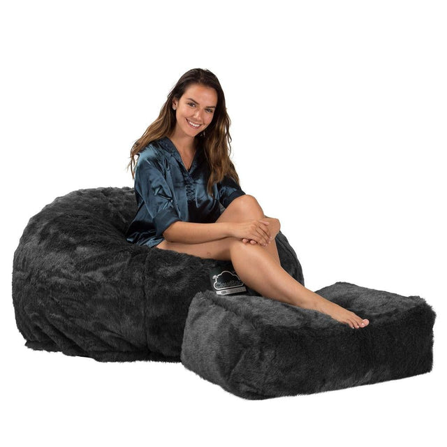 Lounge Pug, CloudSac 510 XL, Puf Viscoelástico Extra Grande, Piel Sintética Negro