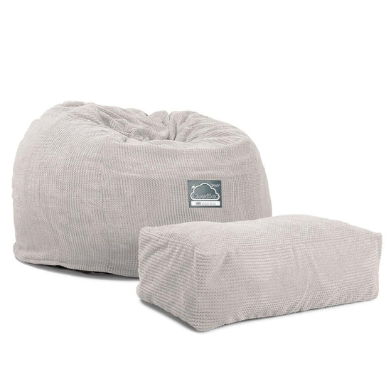 Lounge Pug, CloudSac 510 XL, Puf Viscoelástico Extra Grande, Pompón Crema