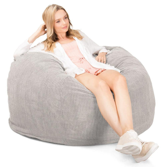 Lounge Pug, CloudSac 510 XL, Puf Viscoelástico Extra Grande, Pompón Crema