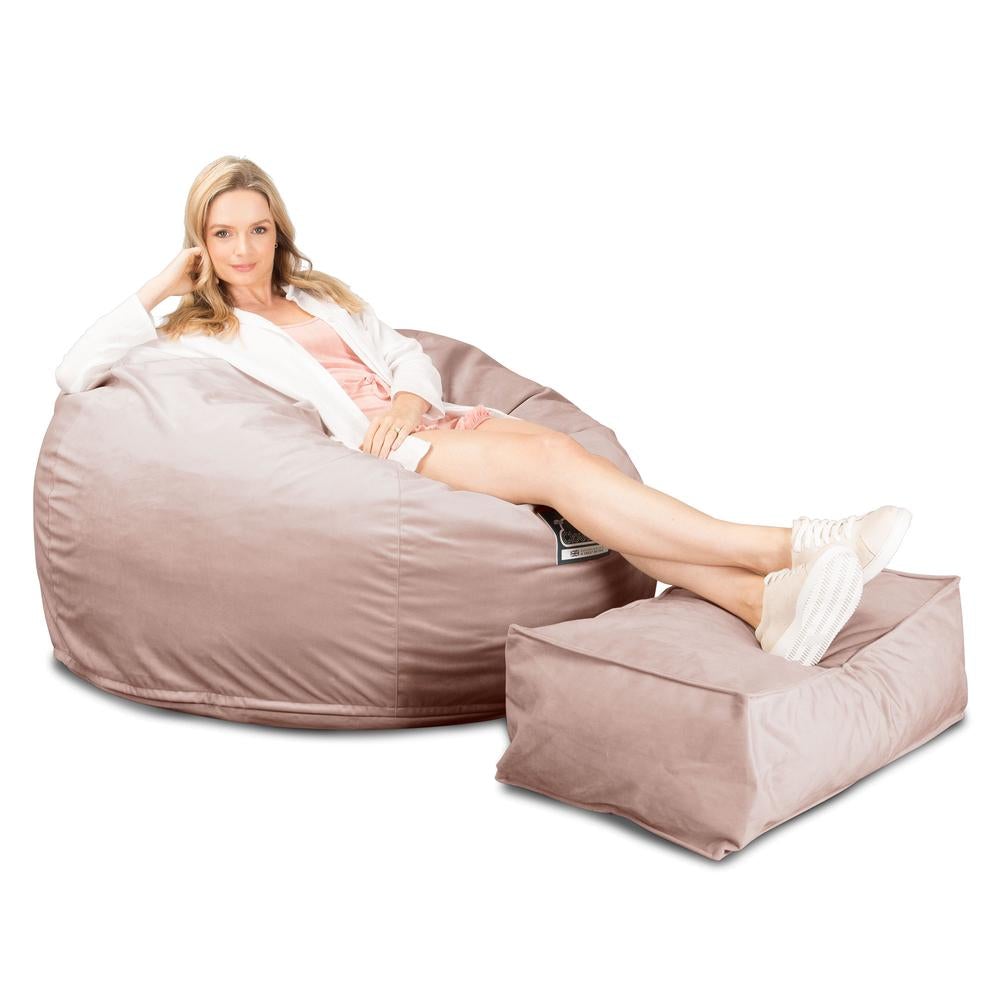 Lounge Pug, CloudSac 510 XL, Puf Viscoelástico Extra Grande, Terciopelo Rosa