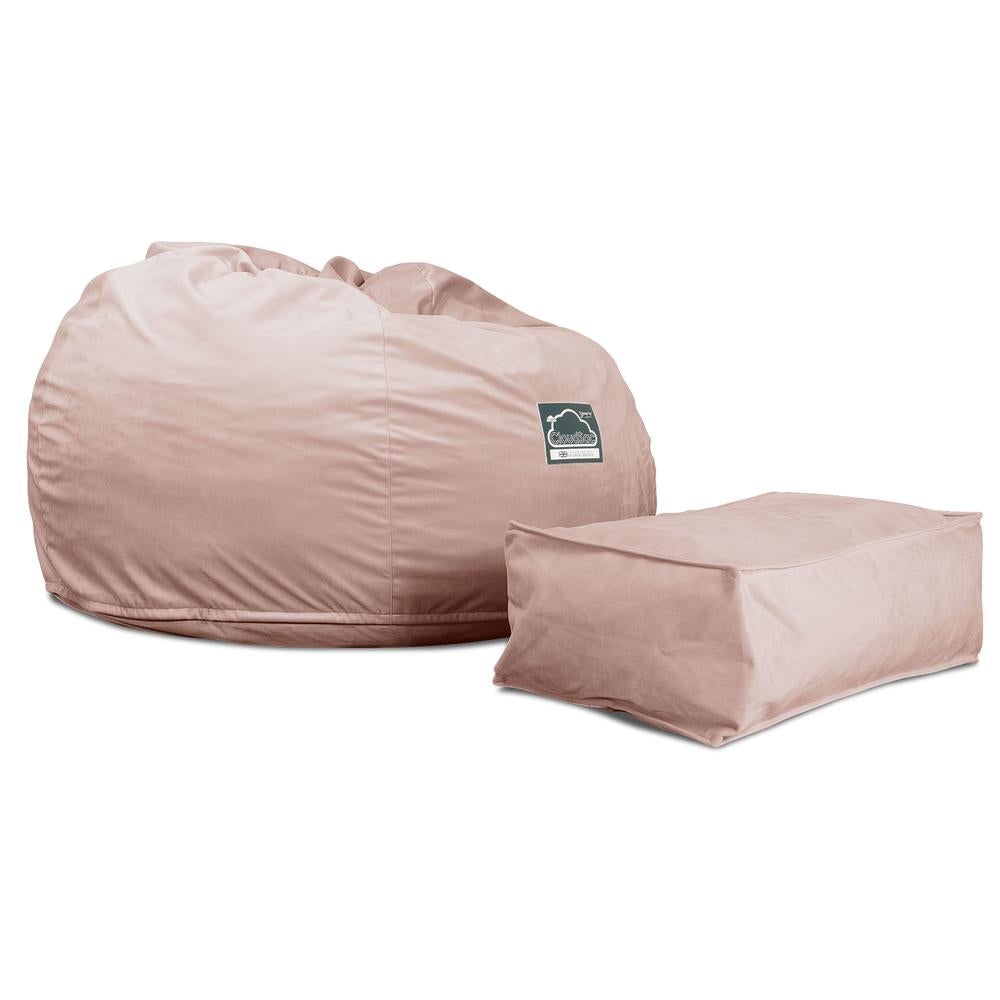 Lounge Pug, CloudSac 510 XL, Puf Viscoelástico Extra Grande, Terciopelo Rosa