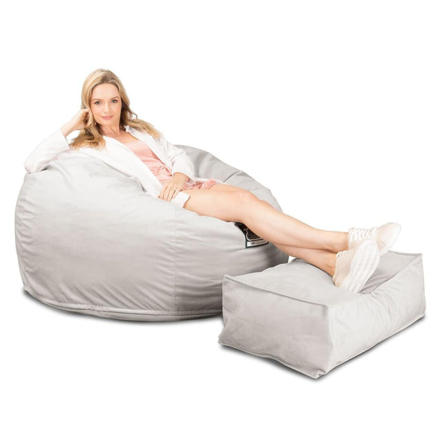 Lounge Pug, CloudSac 510 XL, Puf Viscoelástico Extra Grande, Terciopelo Plata