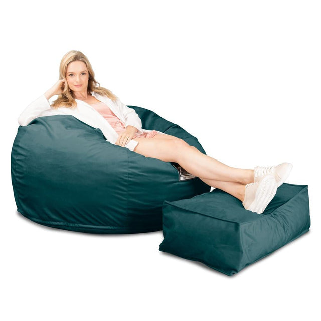 Lounge Pug, CloudSac 510 XL, Puf Viscoelástico Extra Grande, Terciopelo Turquesa