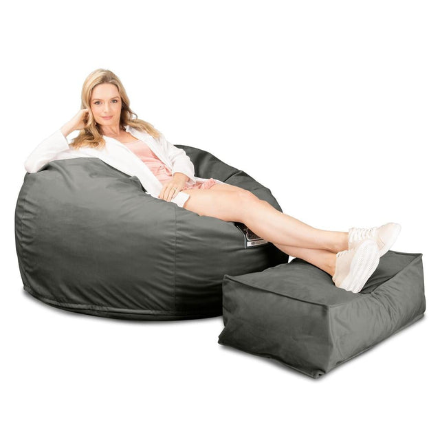 Lounge Pug, CloudSac 510 XL, Puf Viscoelástico Extra Grande, Terciopelo Grafito