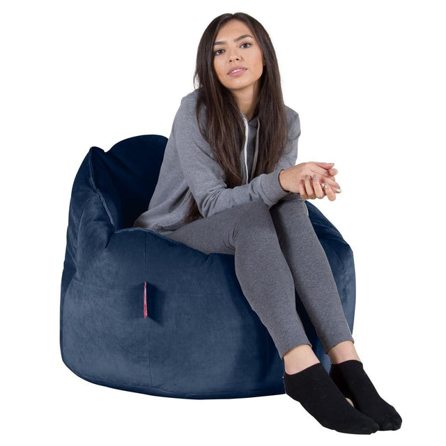 LOUNGE PUG, Puff Silla 'Abrazo', Terciopelo - Azul Marino