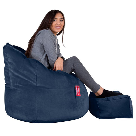 LOUNGE PUG, Puff Silla 'Abrazo', Terciopelo - Azul Marino