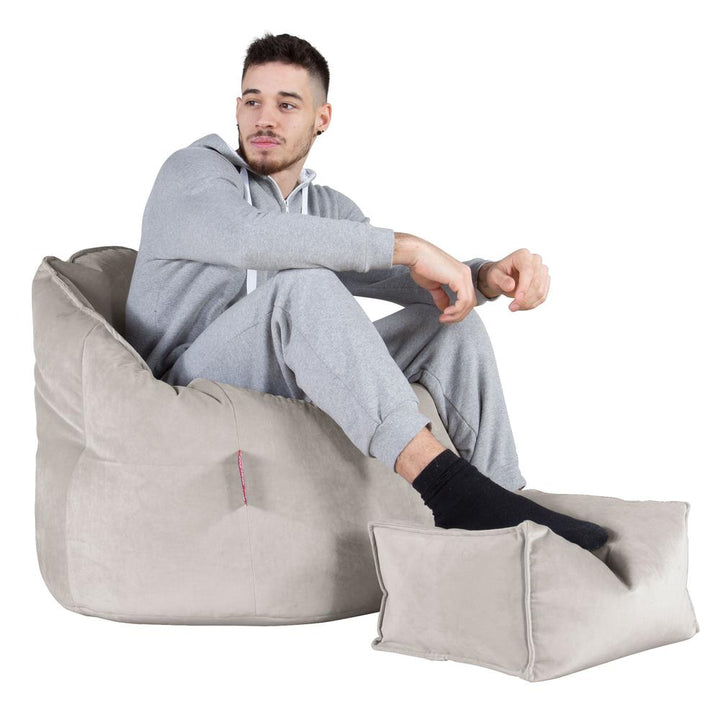 LOUNGE PUG, Puff Silla 'Abrazo', Terciopelo - Plata