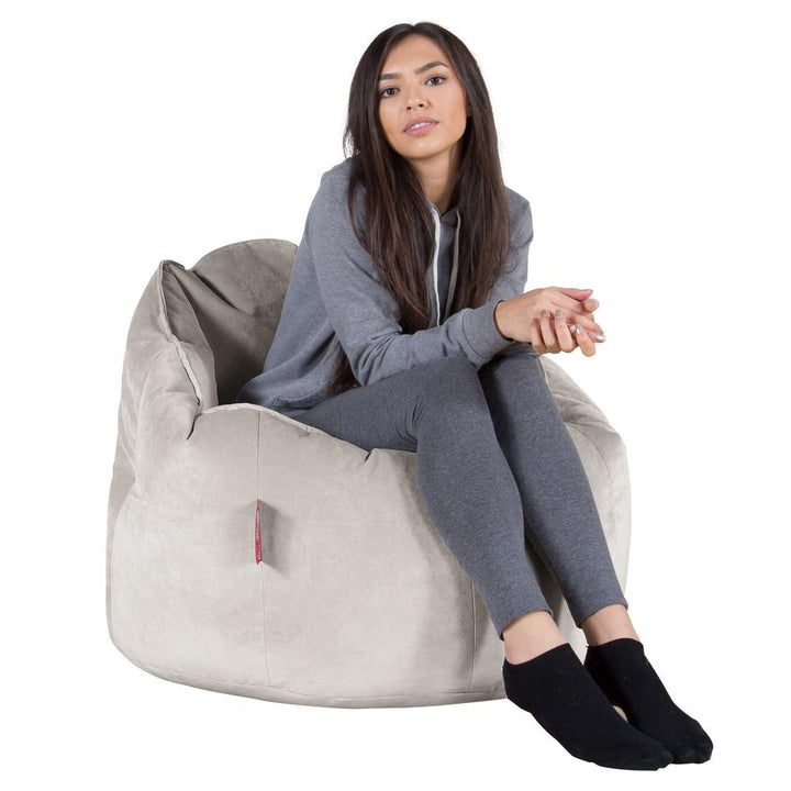 LOUNGE PUG, Puff Silla 'Abrazo', Terciopelo - Plata