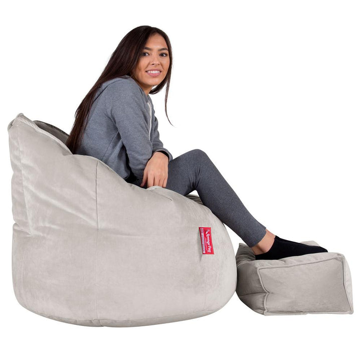 LOUNGE PUG, Puff Silla 'Abrazo', Terciopelo - Plata