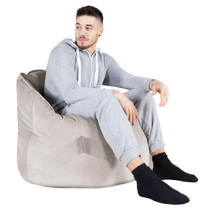LOUNGE PUG, Puff Silla 'Abrazo', Terciopelo - Plata