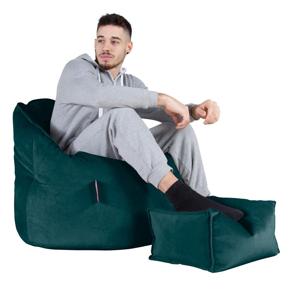 LOUNGE PUG, Puff Silla 'Abrazo', Terciopelo - Turquesa