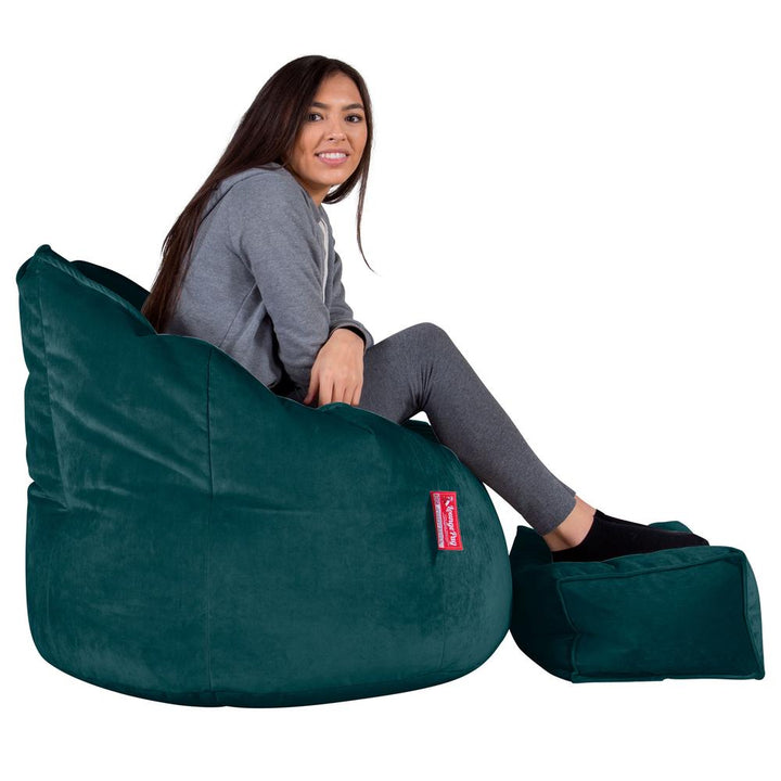 LOUNGE PUG, Puff Silla 'Abrazo', Terciopelo - Turquesa