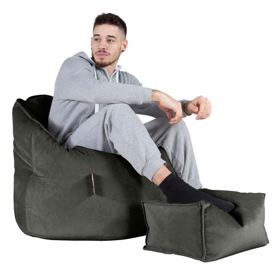 LOUNGE PUG, Puff Silla 'Abrazo', Terciopelo - Grafito
