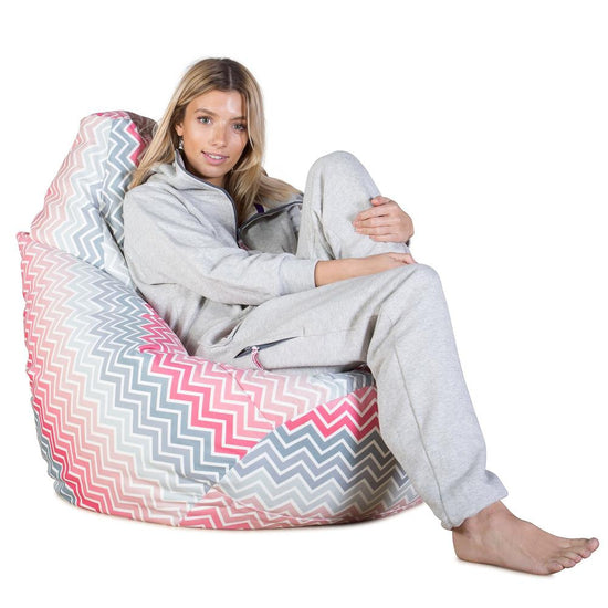 LOUNGE PUG - Silla De Juego Puf - Estampado Geométrico - Chevron Rosa