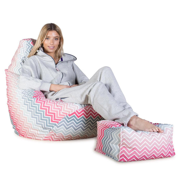 LOUNGE PUG - Silla De Juego Puf - Estampado Geométrico - Chevron Rosa