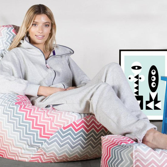 LOUNGE PUG - Silla De Juego Puf - Estampado Geométrico - Chevron Rosa