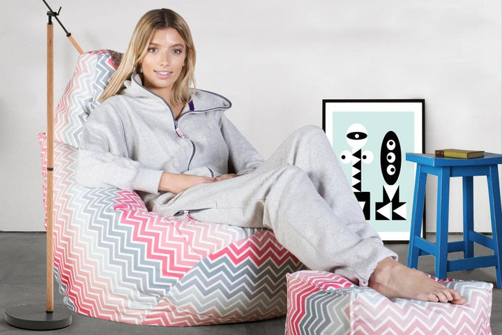 LOUNGE PUG - Silla De Juego Puf - Estampado Geométrico - Chevron Rosa