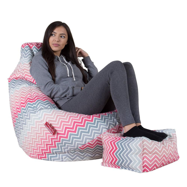 LOUNGE PUG - Silla De Juego Puf - Estampado Geométrico - Chevron Rosa