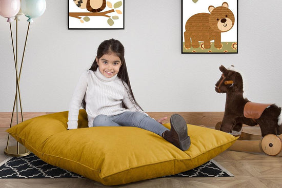 LOUNGE PUG, Puff Cama Junior, Terciopelo - Oro