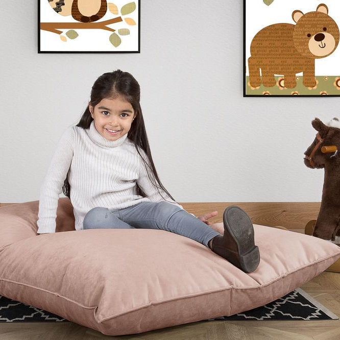 LOUNGE PUG, Puff Cama Junior, Terciopelo - Rosa