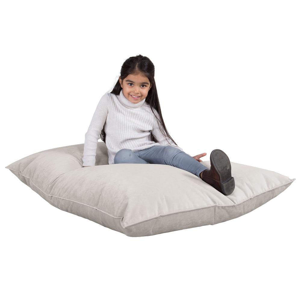 LOUNGE PUG, Puff Cama Junior, Terciopelo - Plata