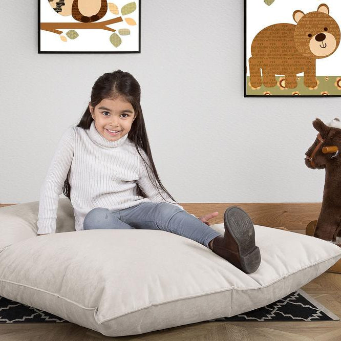 LOUNGE PUG, Puff Cama Junior, Terciopelo - Plata