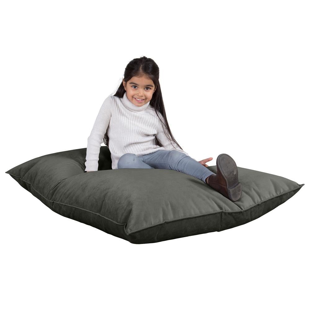 LOUNGE PUG, Puff Cama Junior, Terciopelo - Grafito