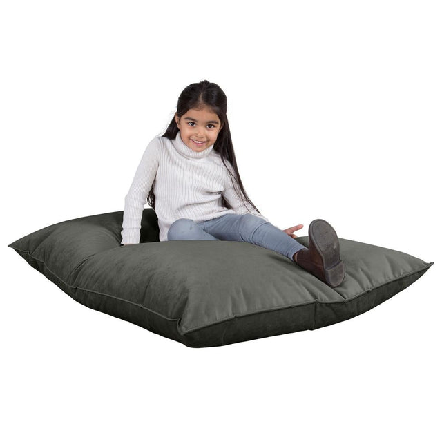 LOUNGE PUG, Puff Cama Junior, Terciopelo - Grafito