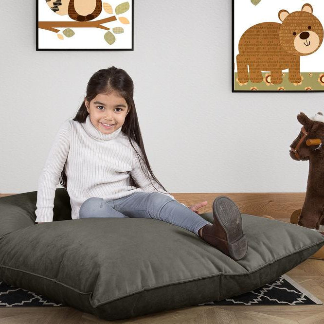 LOUNGE PUG, Puff Cama Junior, Terciopelo - Grafito