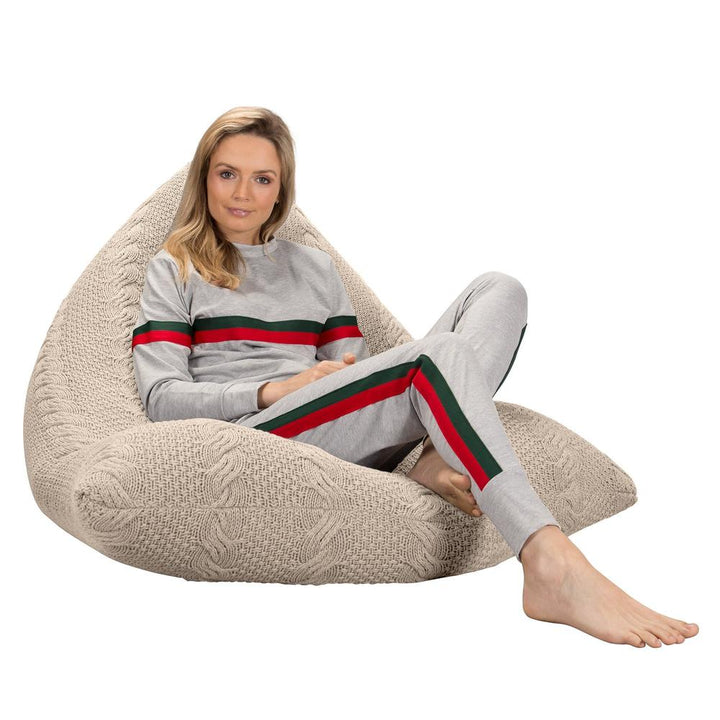 LOUNGE PUG - Puff Pera 'Relajarse' - CABLE Crema