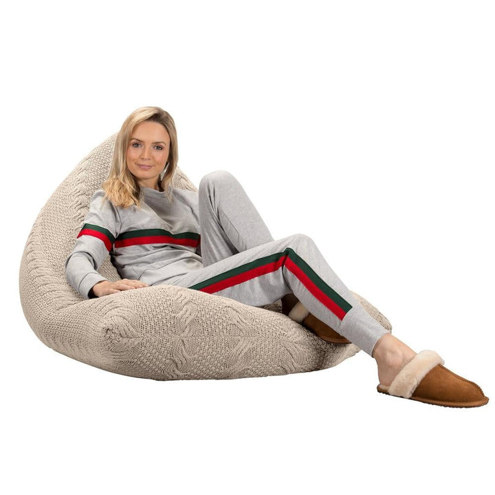 LOUNGE PUG - Puff Pera 'Relajarse' - CABLE Crema