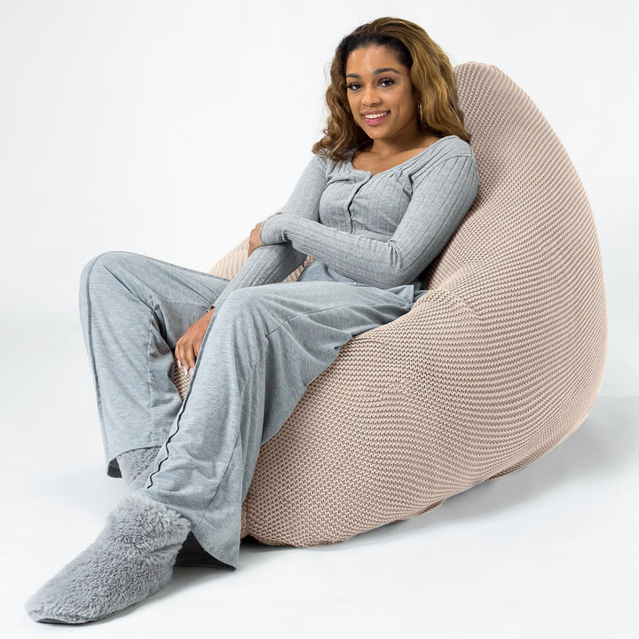 LOUNGE PUG - Puff Gigante Cama XL - Ellos Punto Grueso Crema