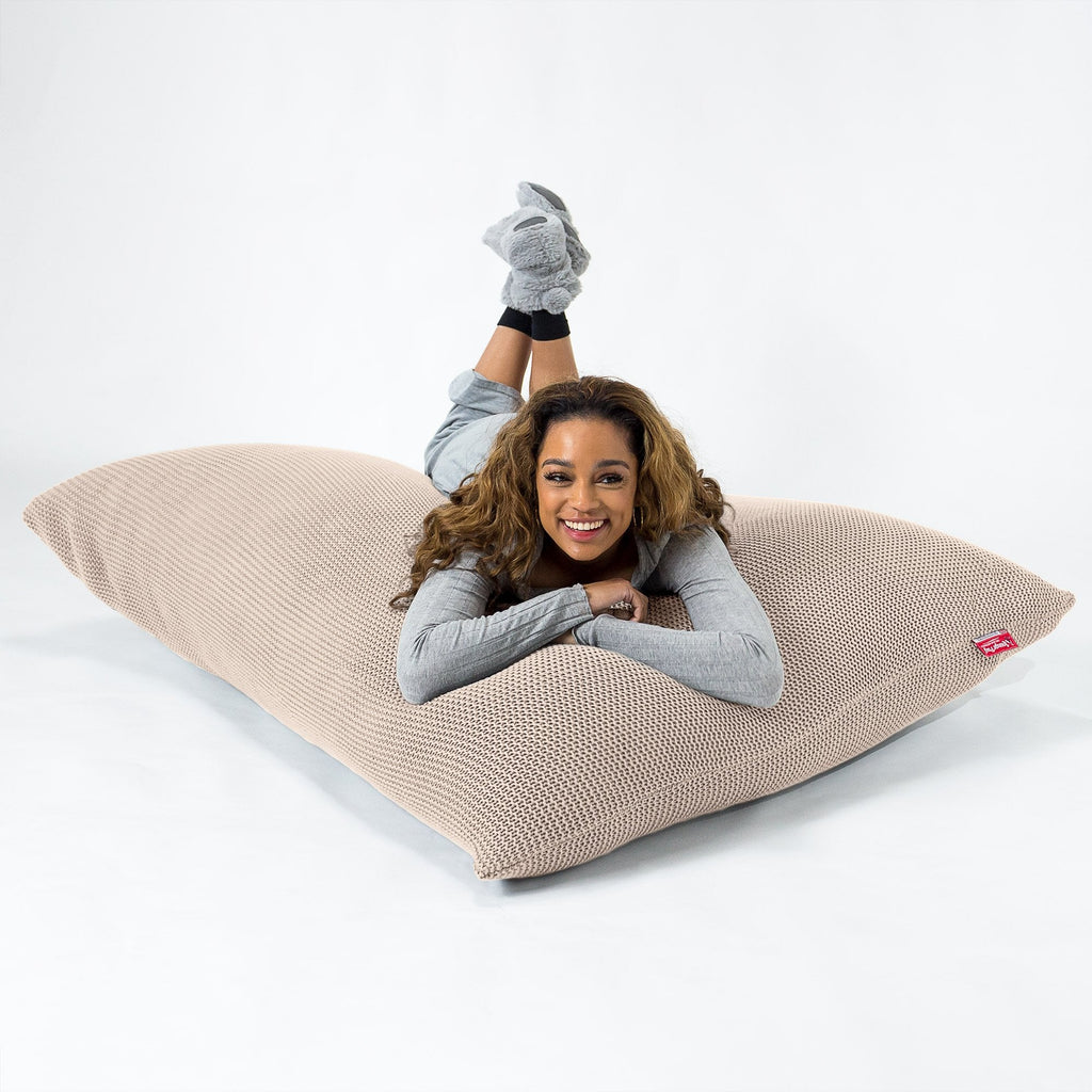 LOUNGE PUG - Puff Gigante Cama XL - Ellos Punto Grueso Crema