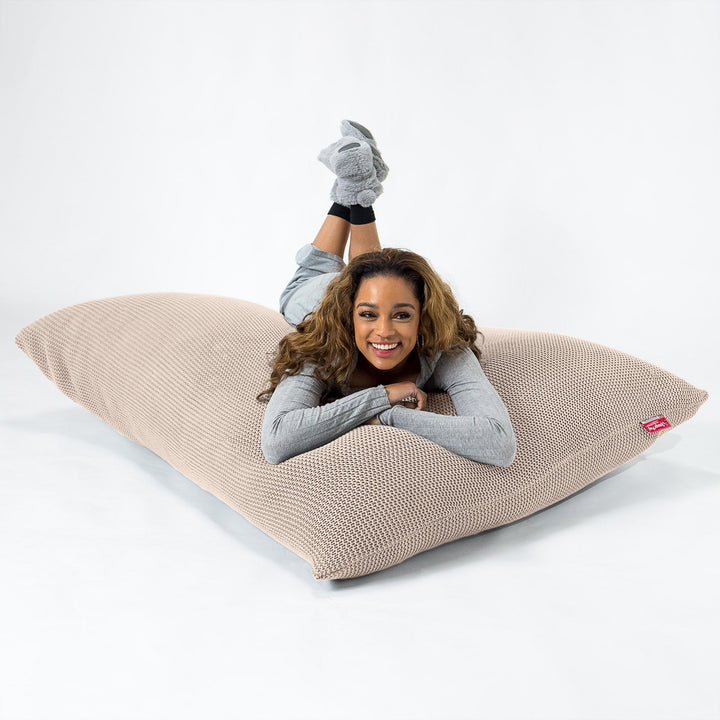 LOUNGE PUG - Puff Gigante Cama XL - Ellos Punto Grueso Crema