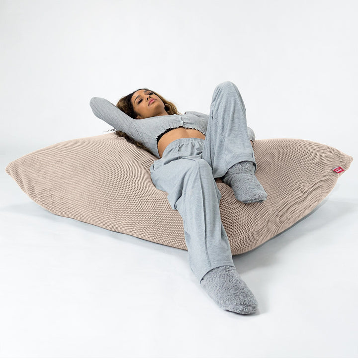 LOUNGE PUG - Puff Gigante Cama XL - Ellos Punto Grueso Crema
