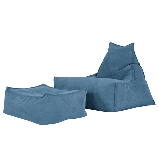 LOUNGE PUG, Escabel Gigante, Tejido de Rejilla - Egeo Azul