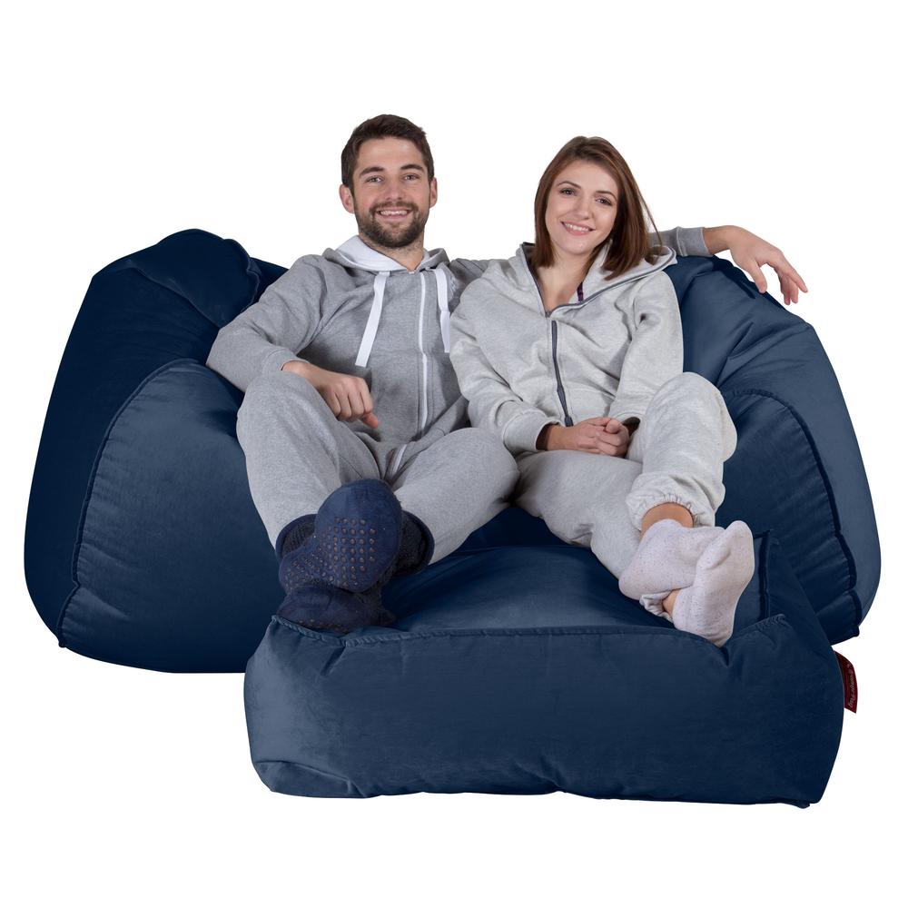 LOUNGE PUG, Enorme Sofá / Puff Gigante, Terciopelo - Azul Marino