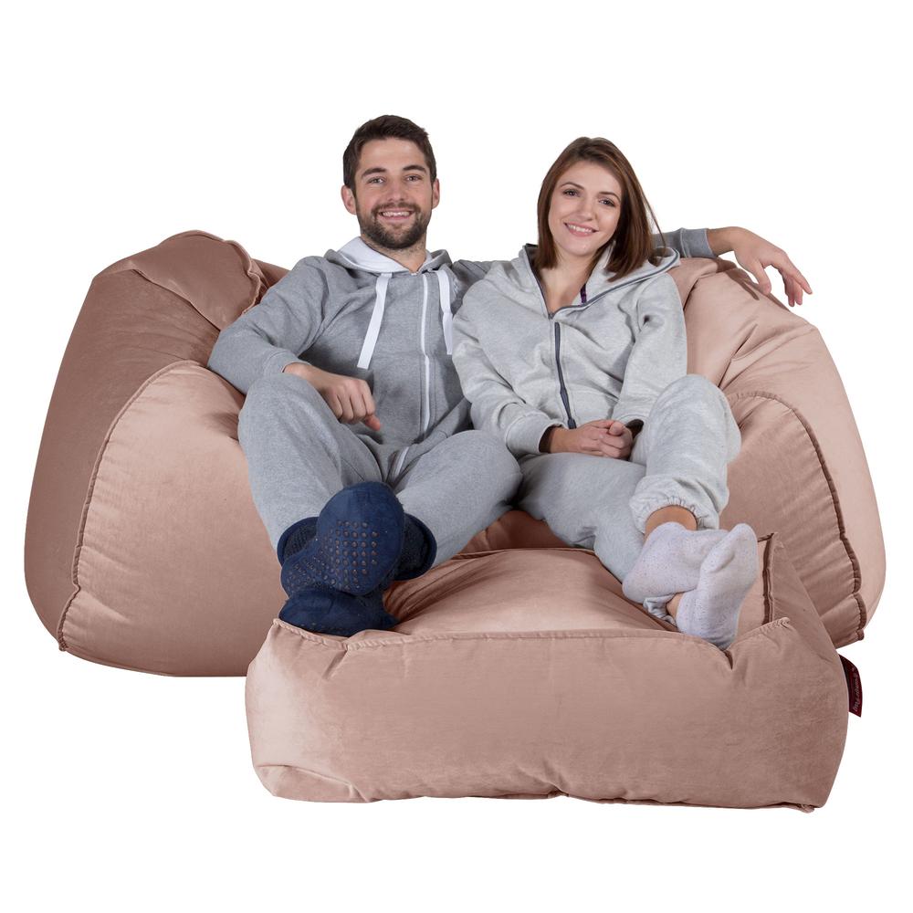LOUNGE PUG, Enorme Sofá / Puff Gigante, Terciopelo - Rosa