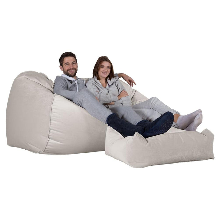LOUNGE PUG, Enorme Sofá / Puff Gigante, Terciopelo - Plata