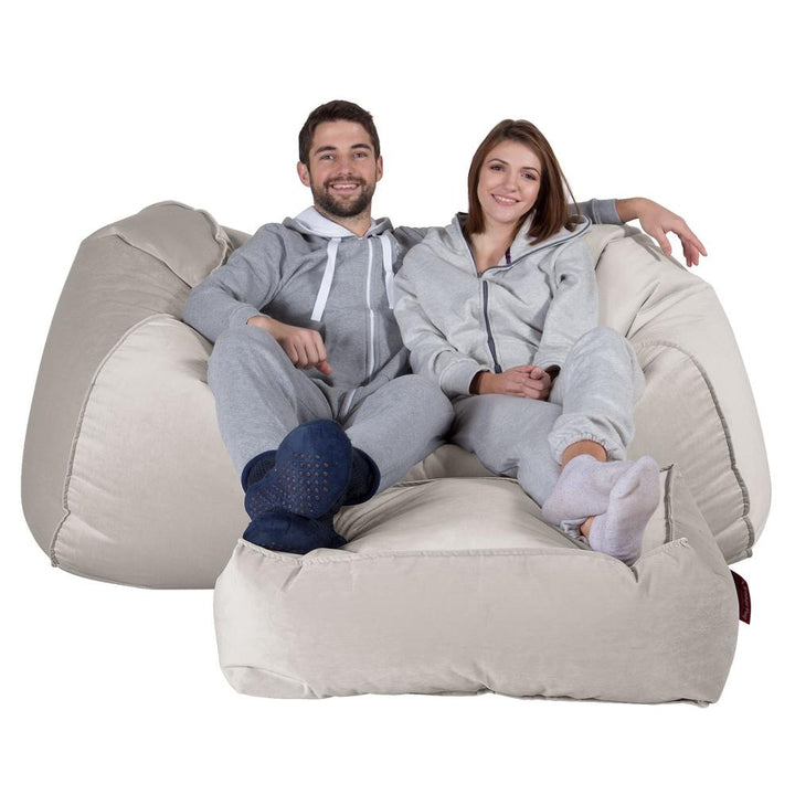 LOUNGE PUG, Enorme Sofá / Puff Gigante, Terciopelo - Plata