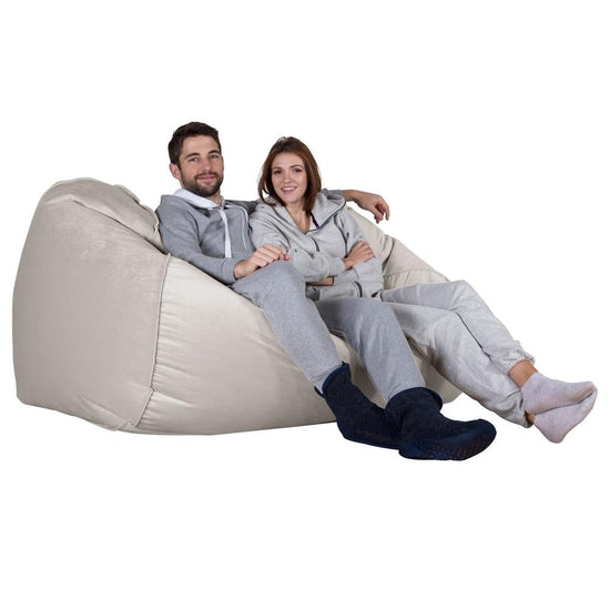 LOUNGE PUG, Enorme Sofá / Puff Gigante, Terciopelo - Plata