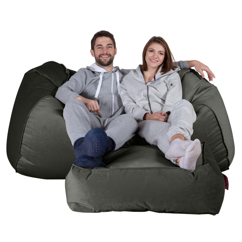 LOUNGE PUG, Enorme Sofá / Puff Gigante, Terciopelo - Grafito