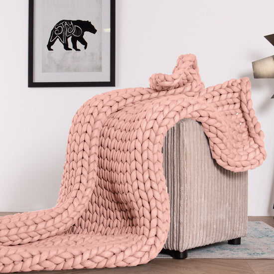 Lounge Pug - Manta de Peso para Adultos para Ansiedad y Relajación - Punto grueso Rosa Empolvado - 5 KG 135 x 150 cm